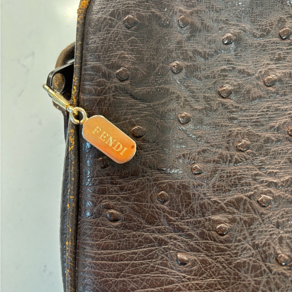 Fendi Brown Ostrich Purse Vintage Luxury Unique Designer - Picture 4 of 6